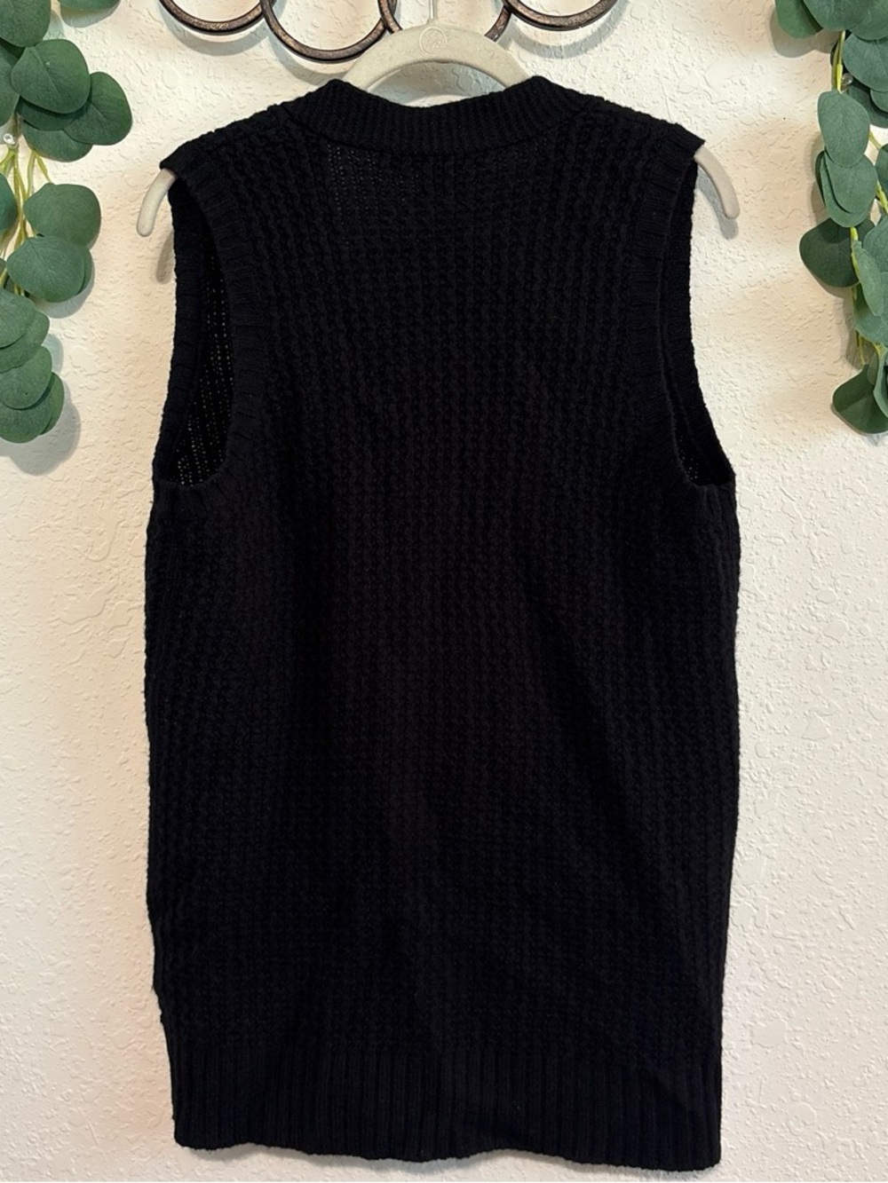 Vintage Ralph Lauren Black Merino Wool Button-Front Knit Sweater Vest - Picture 5 of 6